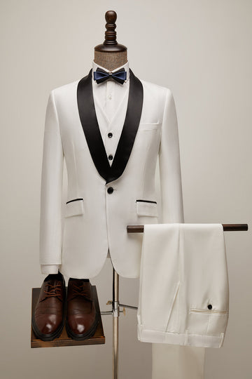 Revers châle blanc 3 pièces Costumes pour hommes